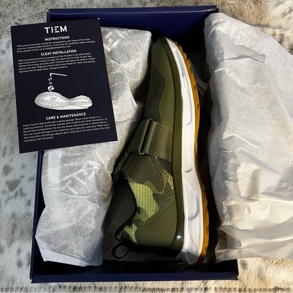 NIB TIEM Slipstream Green Camo Cycling Shoes SPD Pedals sz 8 / 39 - Picture 11 of 13